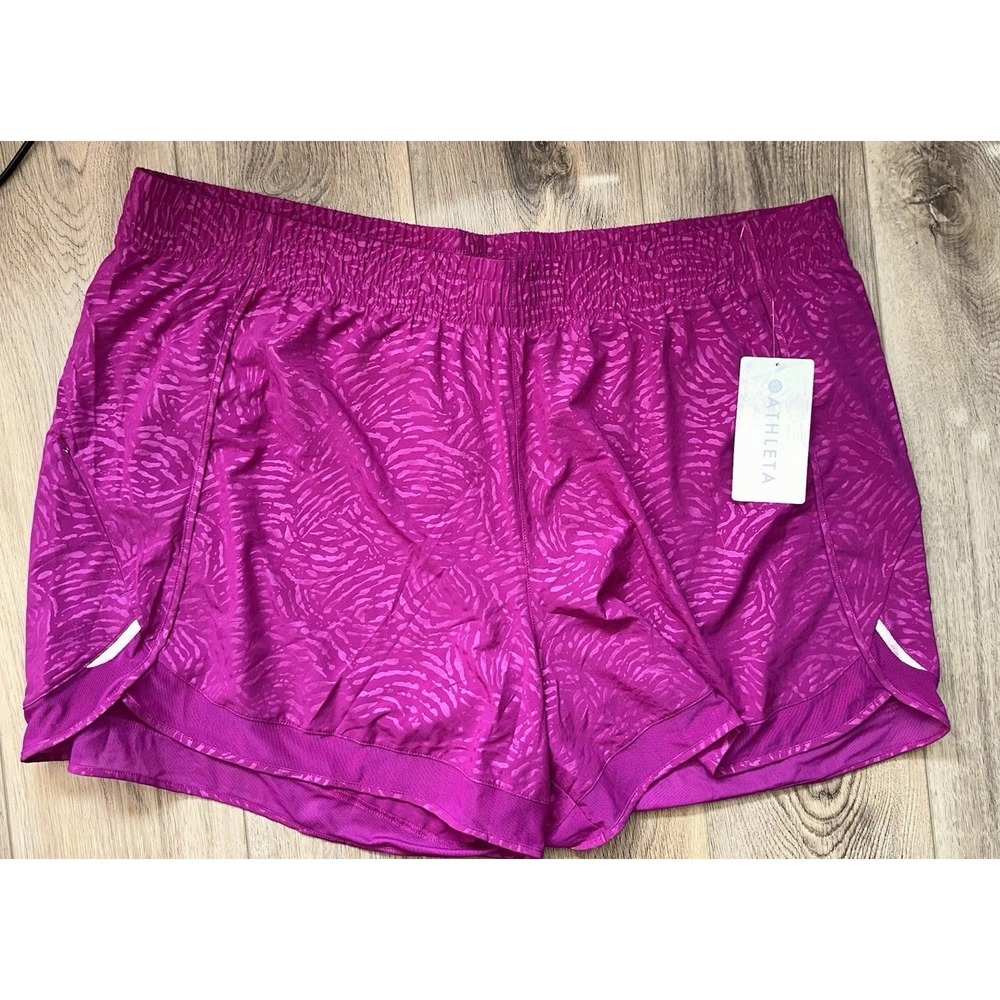 Athleta Printed Mesh Racer Run‎ Short 4" Size 3X Fuscia/Purple New